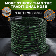 Relxitl garden hose with 10-function spray nozzle attached