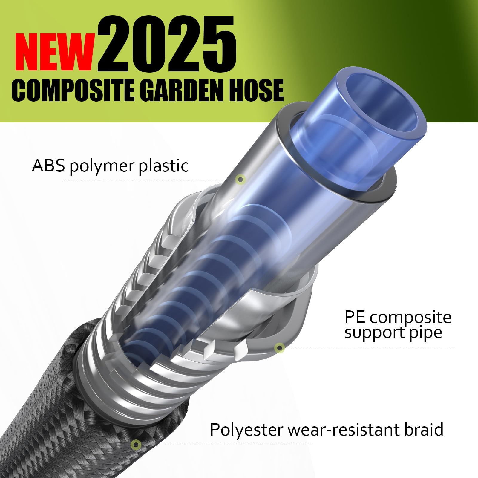 Relxitl garden hose with ergonomic nozzle and connectors