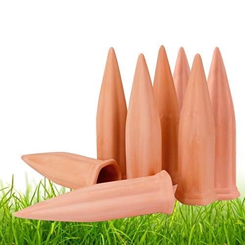 REMIAWY 8 pack terracotta plant watering stakes front view