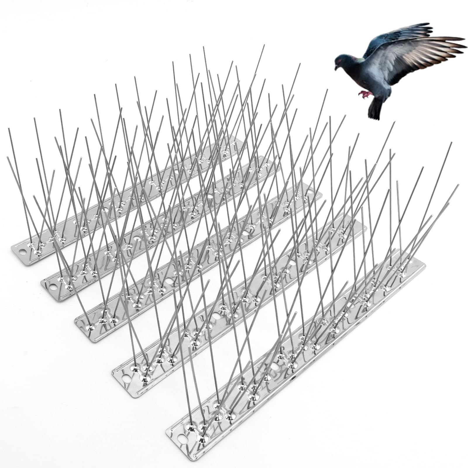 REMIAWY Bird Spikes silver stainless steel strip front view
