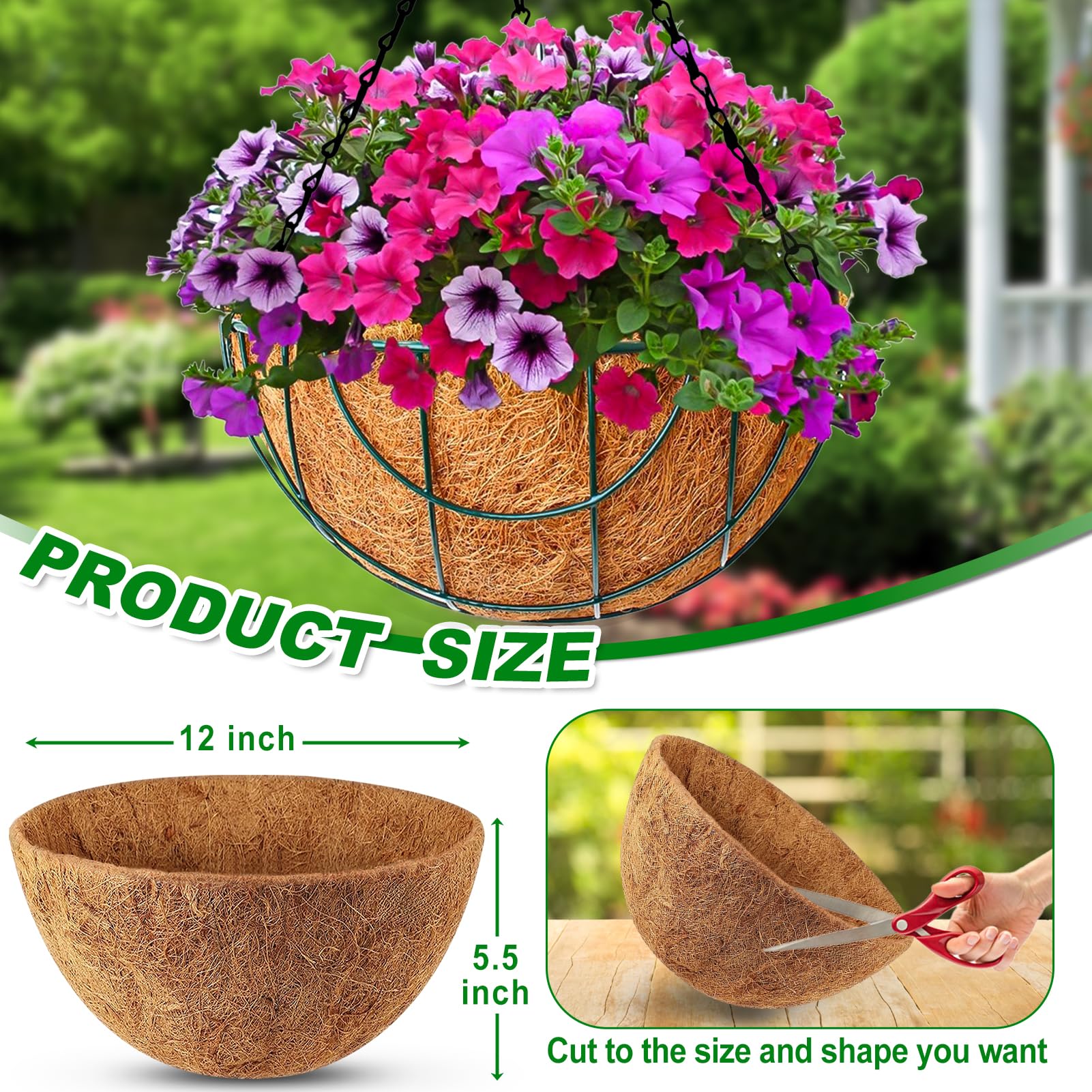 REMIAWY Coco Liners in outdoor garden setting