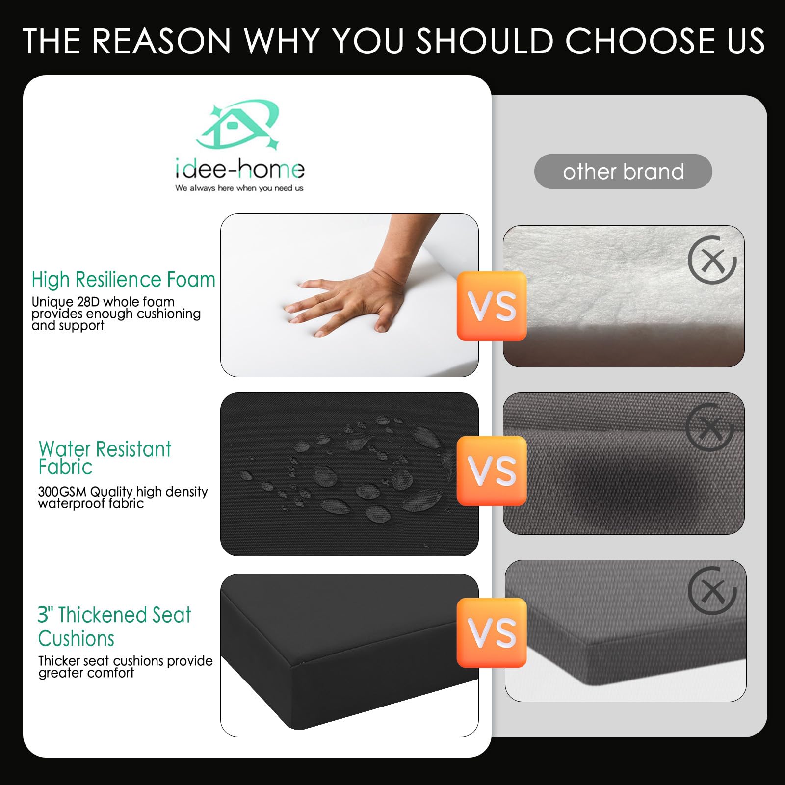 removable cover of idee-home chair cushion with zipper