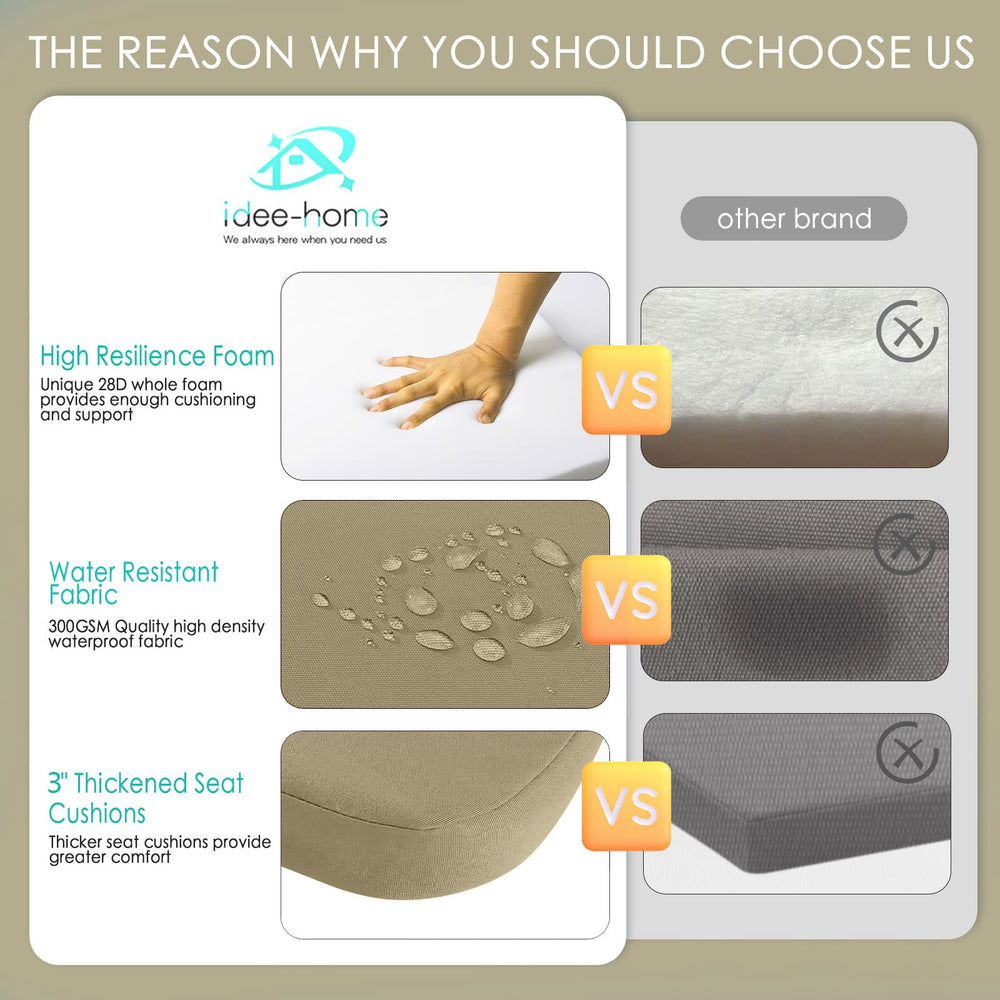 Removable cover with hidden zipper on idee-home outdoor chair cushions