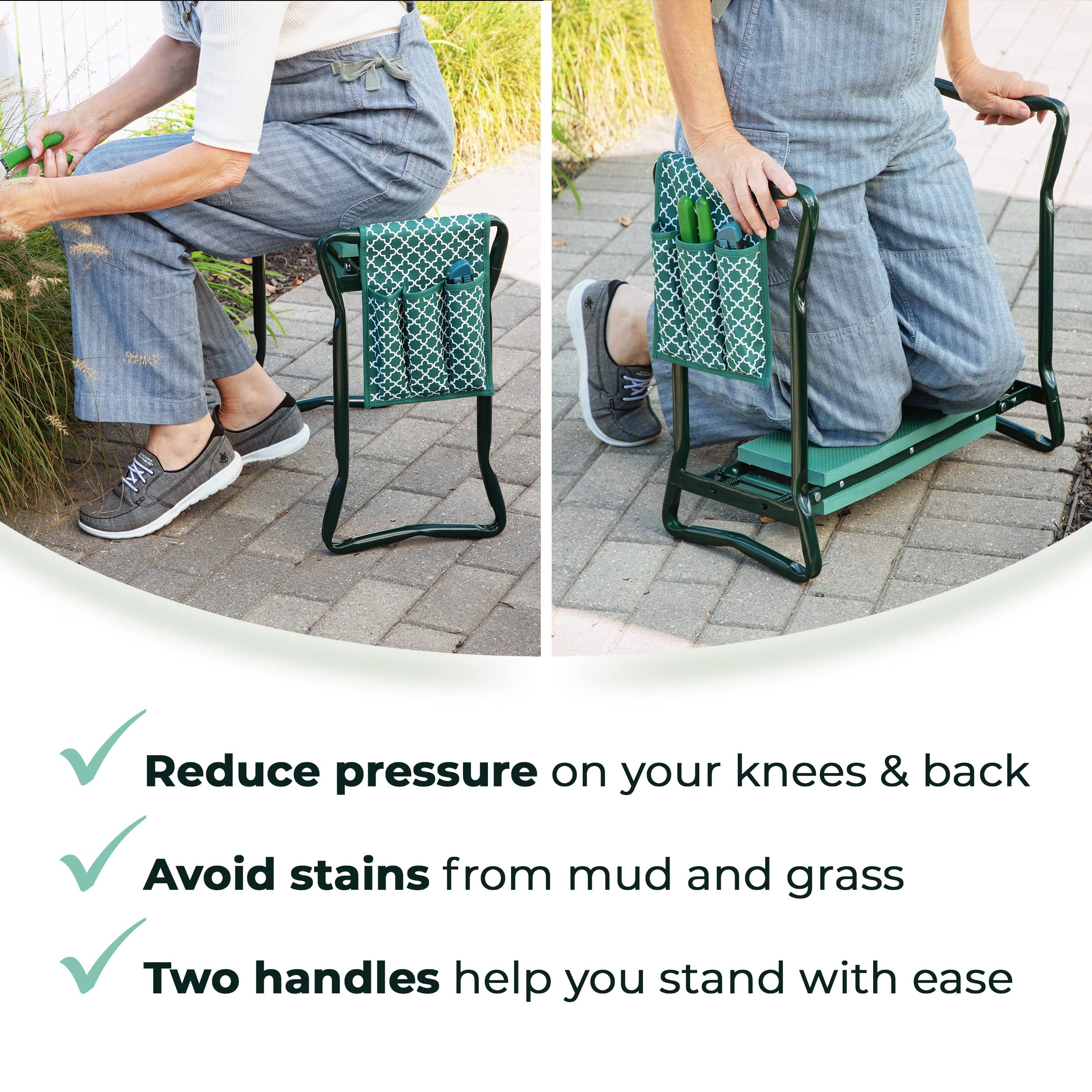 Removable tool pouch included with Abco Tech Garden Kneeler and Seat
