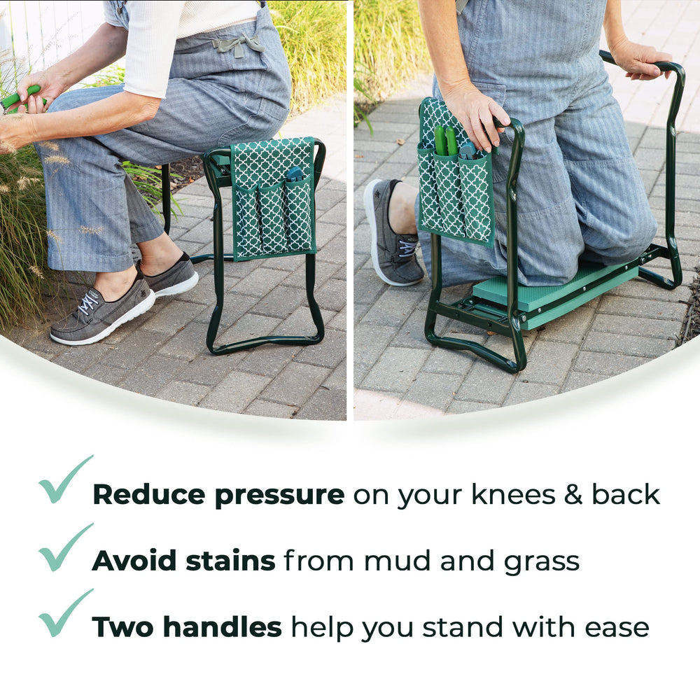 Removable tool pouch included with Abco Tech Garden Kneeler and Seat