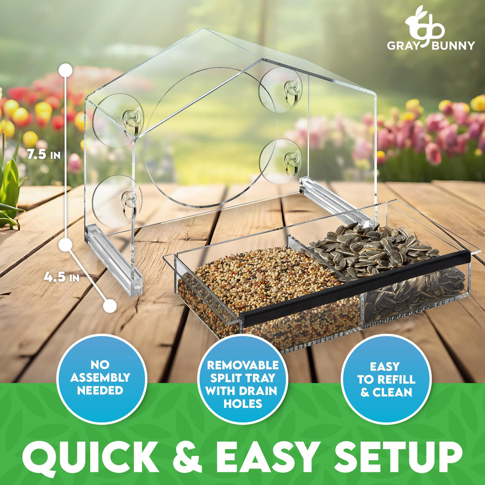 Removable tray of Gray Bunny Window Bird Feeder