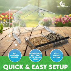 Removable tray of Gray Bunny Window Bird Feeder