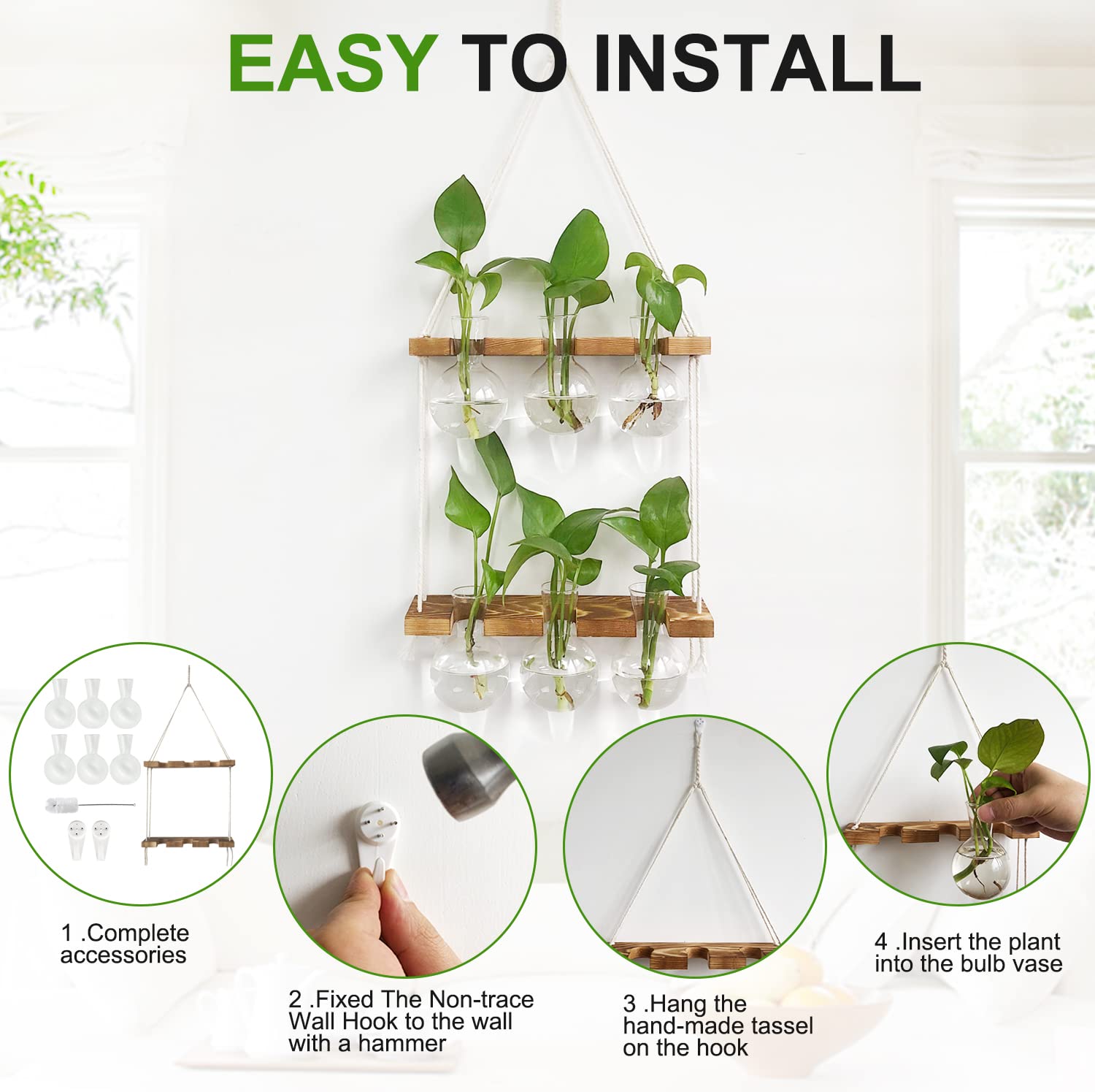 Renmxj Plant Propagation Station hanging on a wall with plants