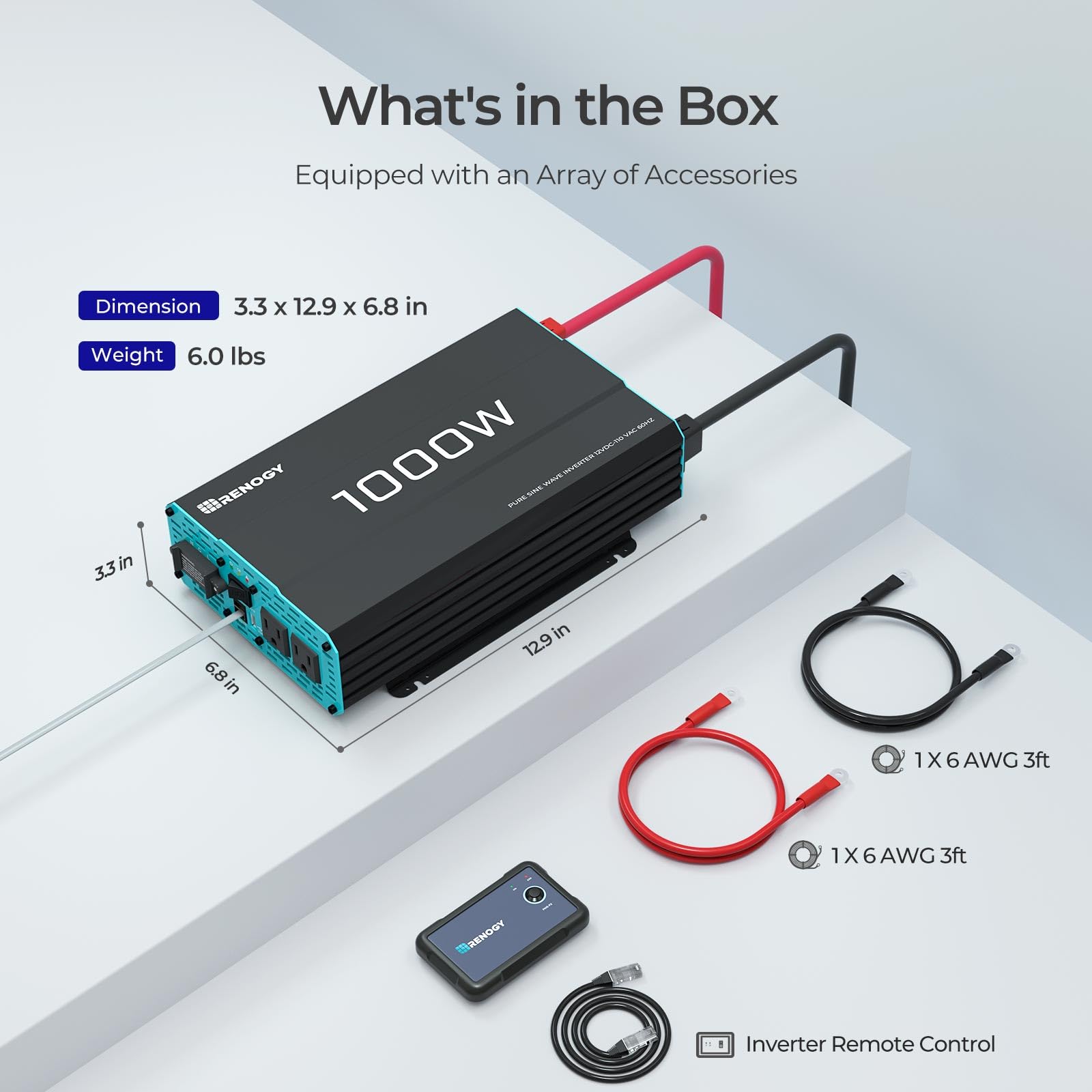 Renogy 1000W Inverter placed in outdoor setting