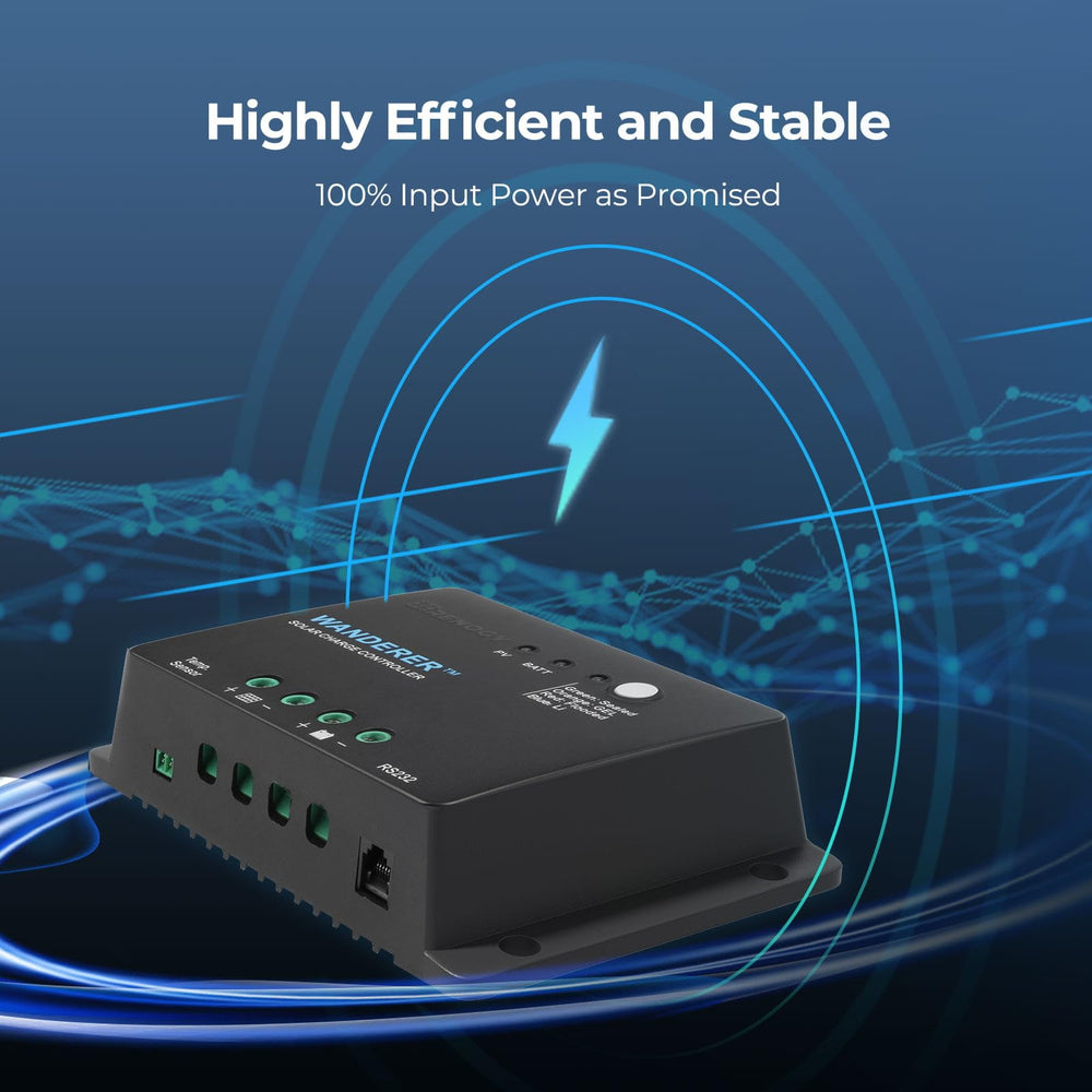 Renogy 12V 30A PWM Solar Charge Controller with wiring connections