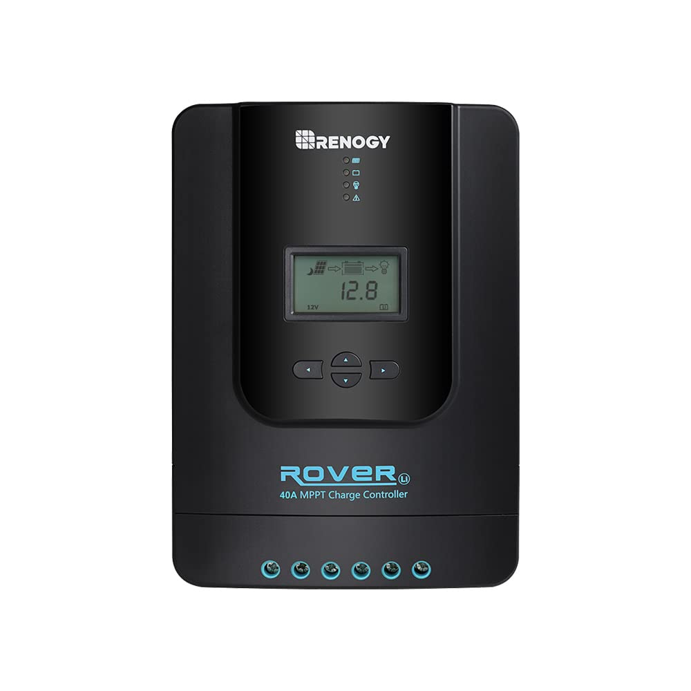 Renogy 40A MPPT Solar Charge Controller front view with LCD