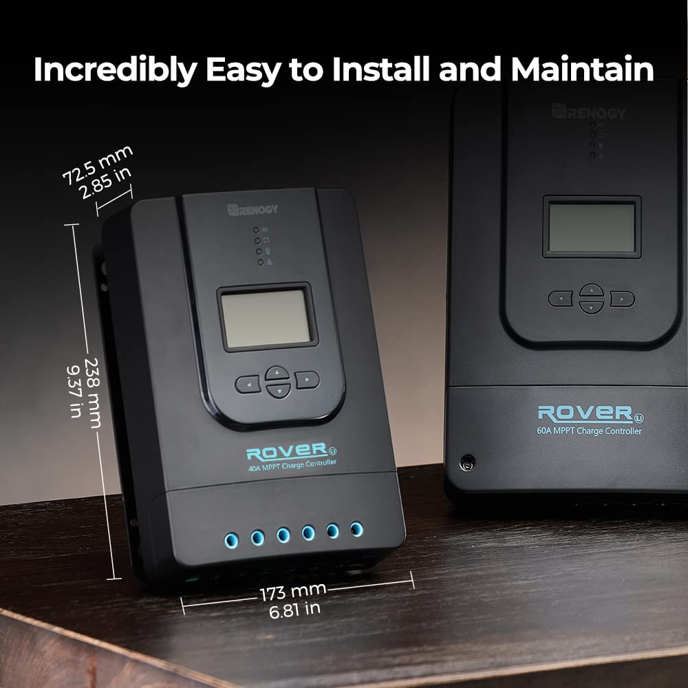 Renogy 40A MPPT Solar Charge Controller packaging with features listed