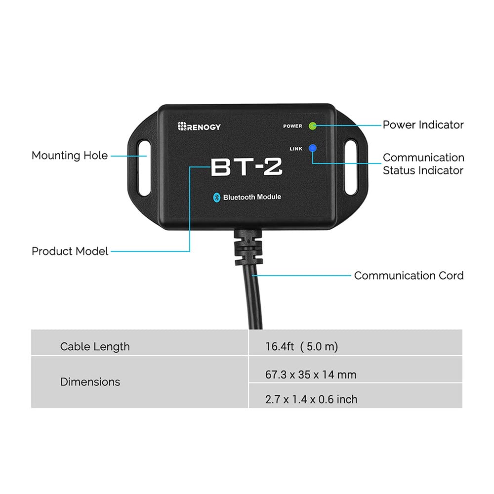 Renogy BT-2 Bluetooth Module connected to a solar charge controller