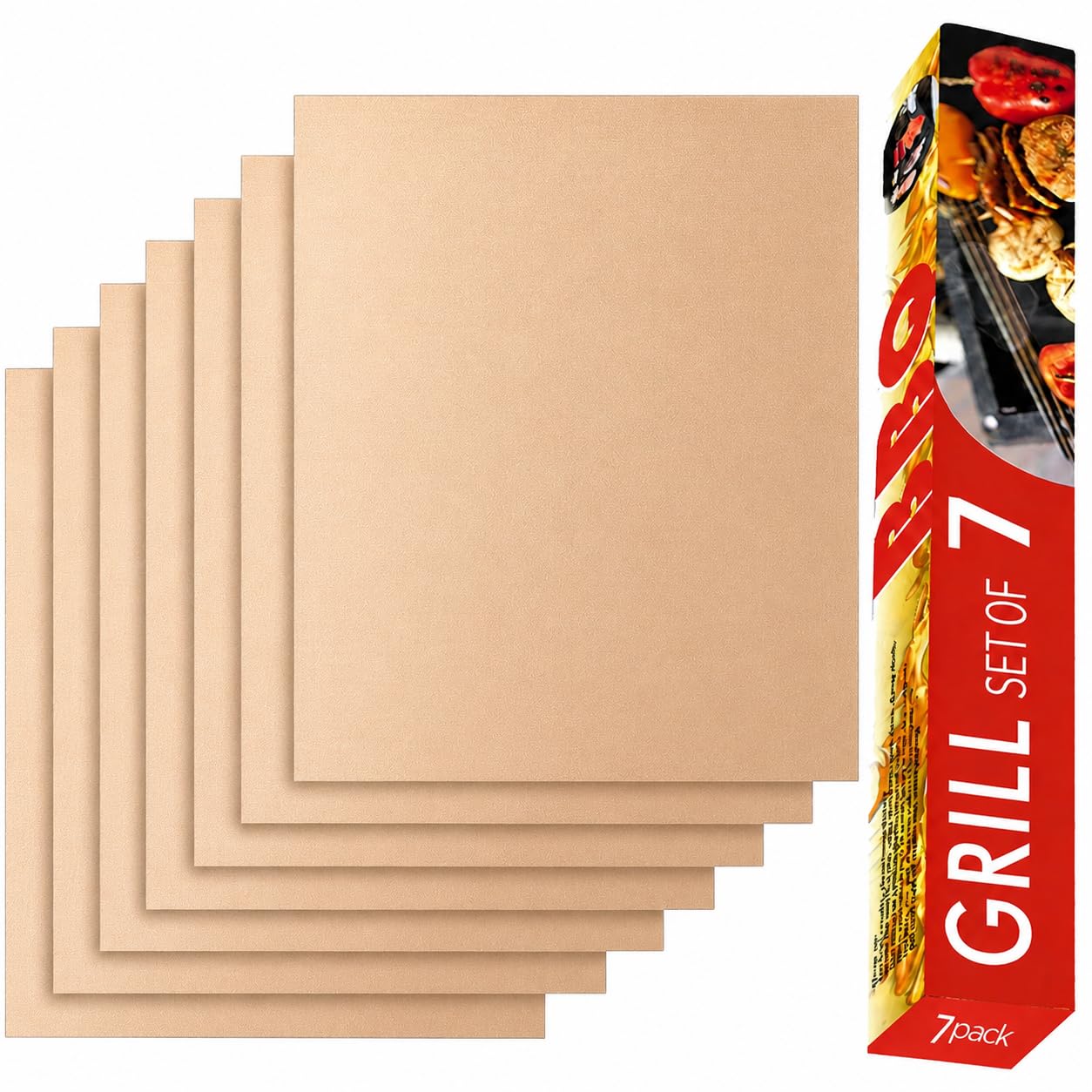 Renook Copper Grill Mats set of 7, 15.75 x 13 inches front view