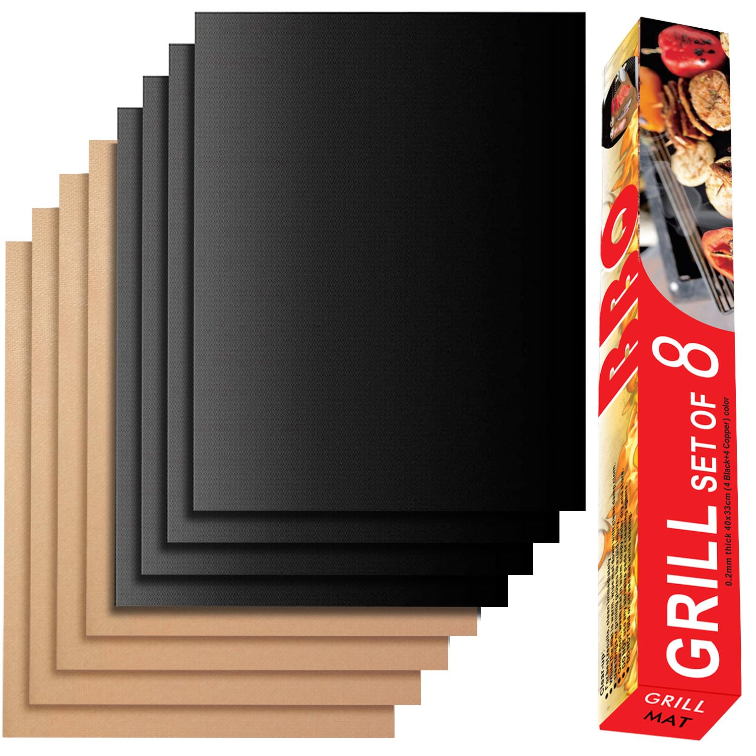 Renook Grill Mats set of 8 in black and copper, front view