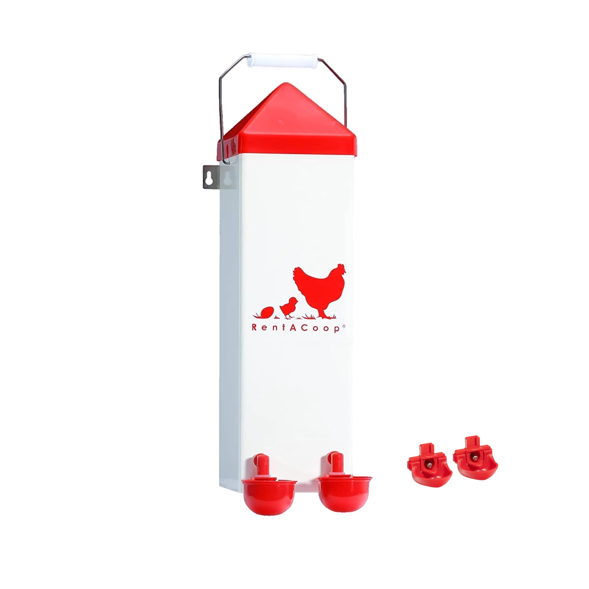 RentACoop 2 Gallon Chicken Waterer front view with auto-fill cups