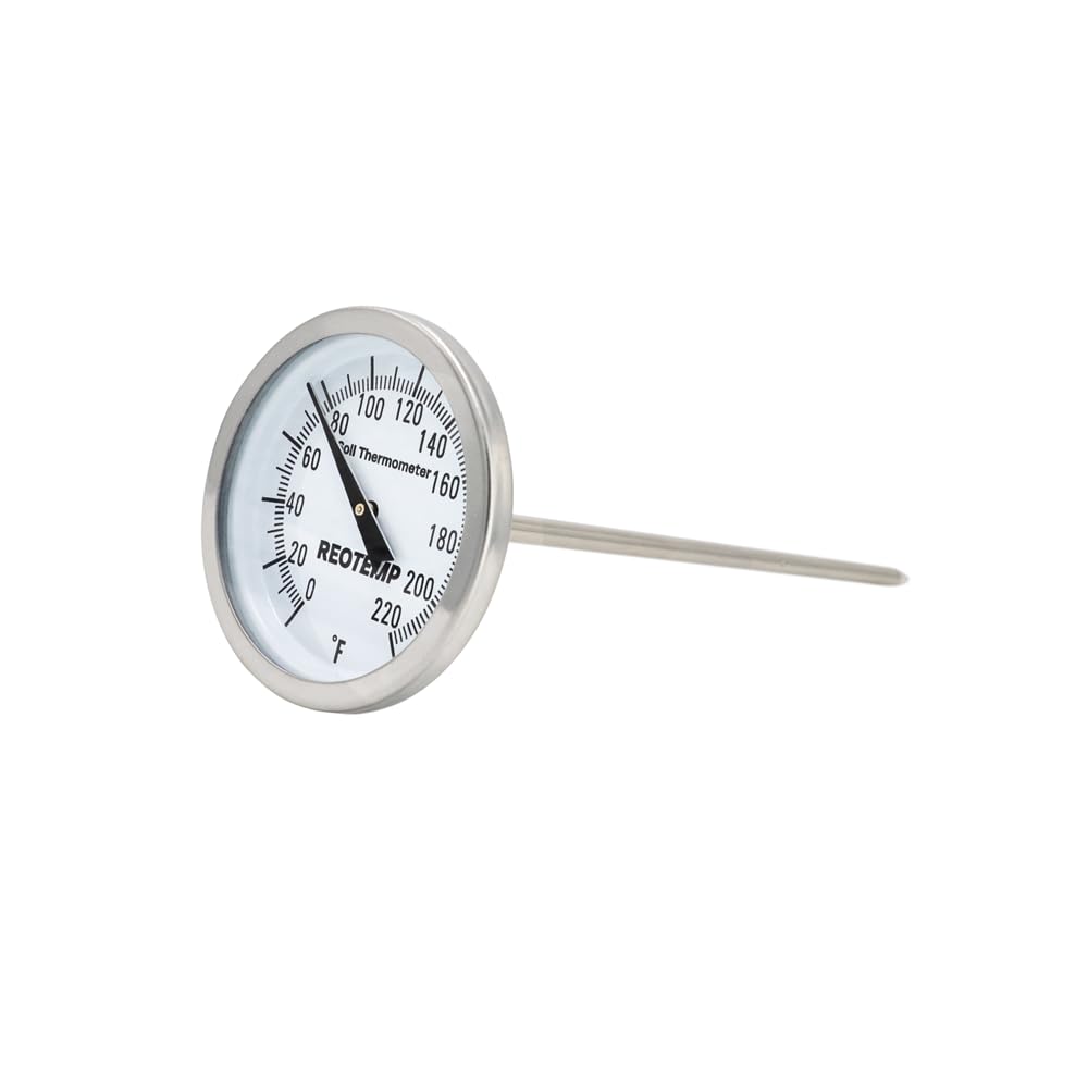 REOTEMP Soil Thermometer yellow model front view with 5-inch stainless steel stem
