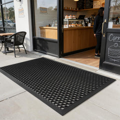 RESARE Outdoor Door Mat 24"x36" black rubber front view