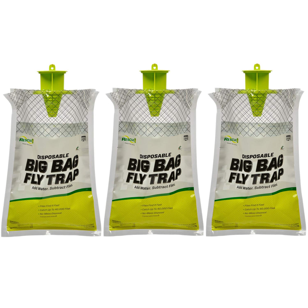 RESCUE! Big Bag Fly Trap front view with attractant bait