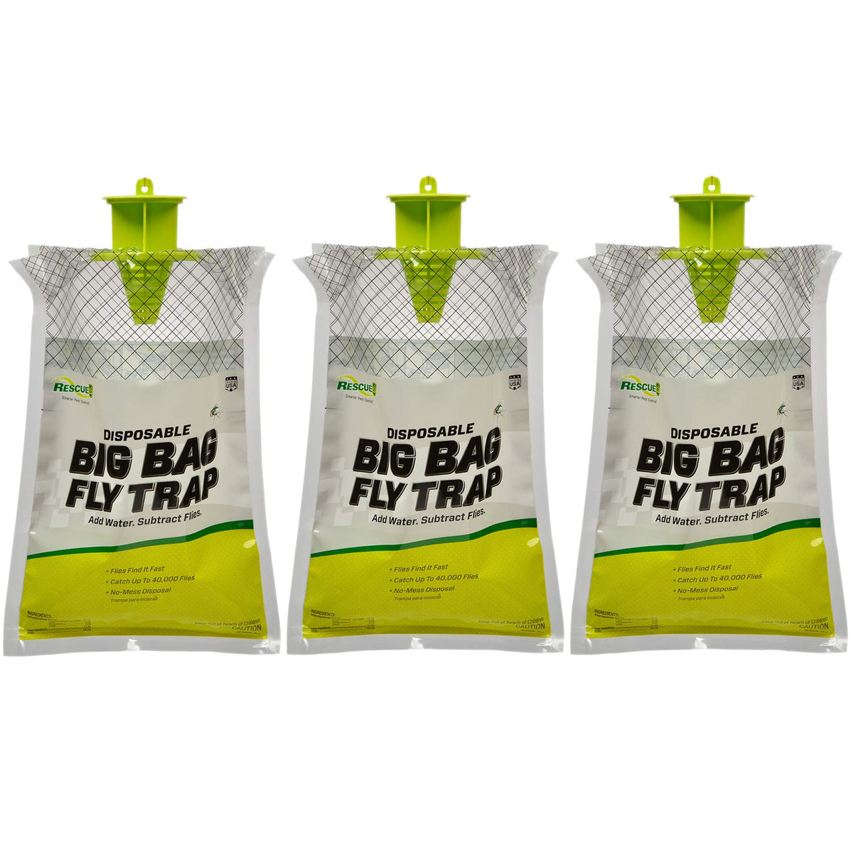 RESCUE! Big Bag Fly Trap front view with attractant bait