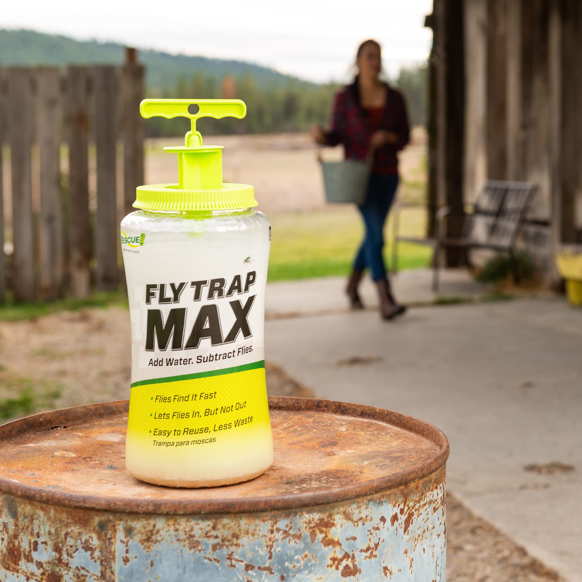 RESCUE! Fly Trap Max set up outdoors in backyard