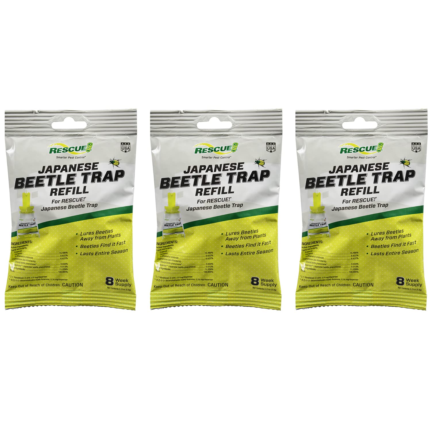 RESCUE! Japanese Beetle Trap Refill Lure pack front view