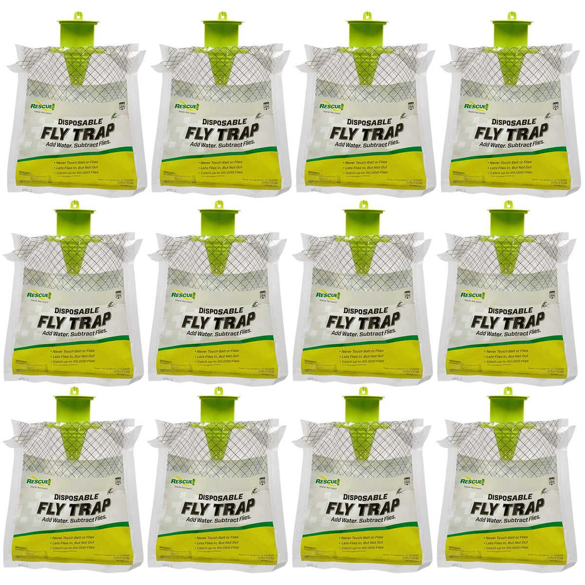 RESCUE! Outdoor Disposable Fly Trap front view with attractant bait