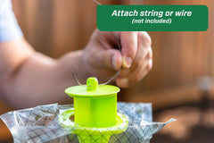 RESCUE! Outdoor Disposable Fly Trap showing full trap with flies