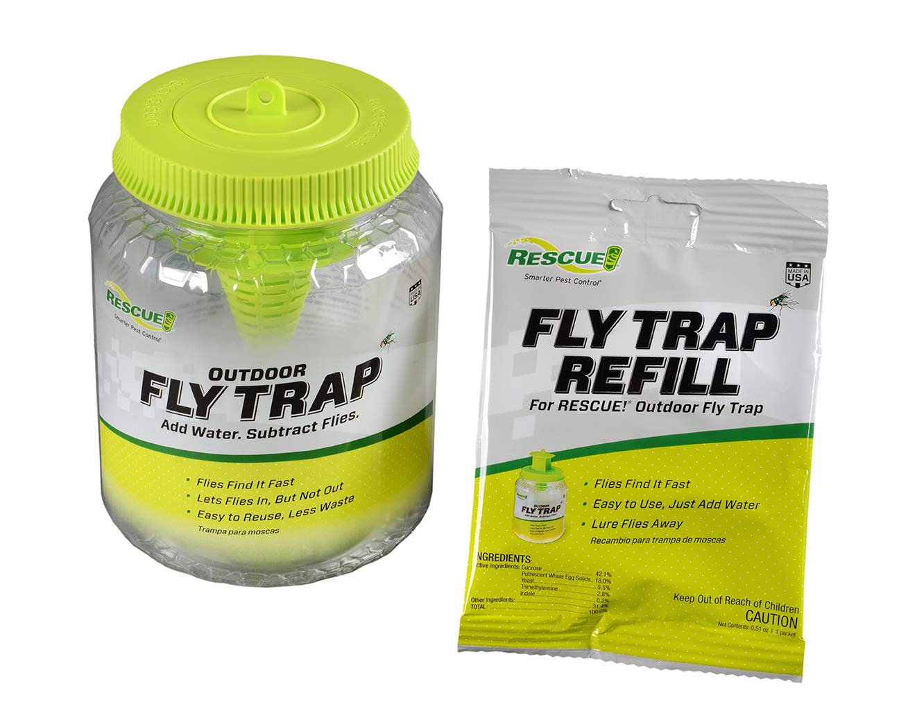 RESCUE! Outdoor Fly Trap packaging with four traps