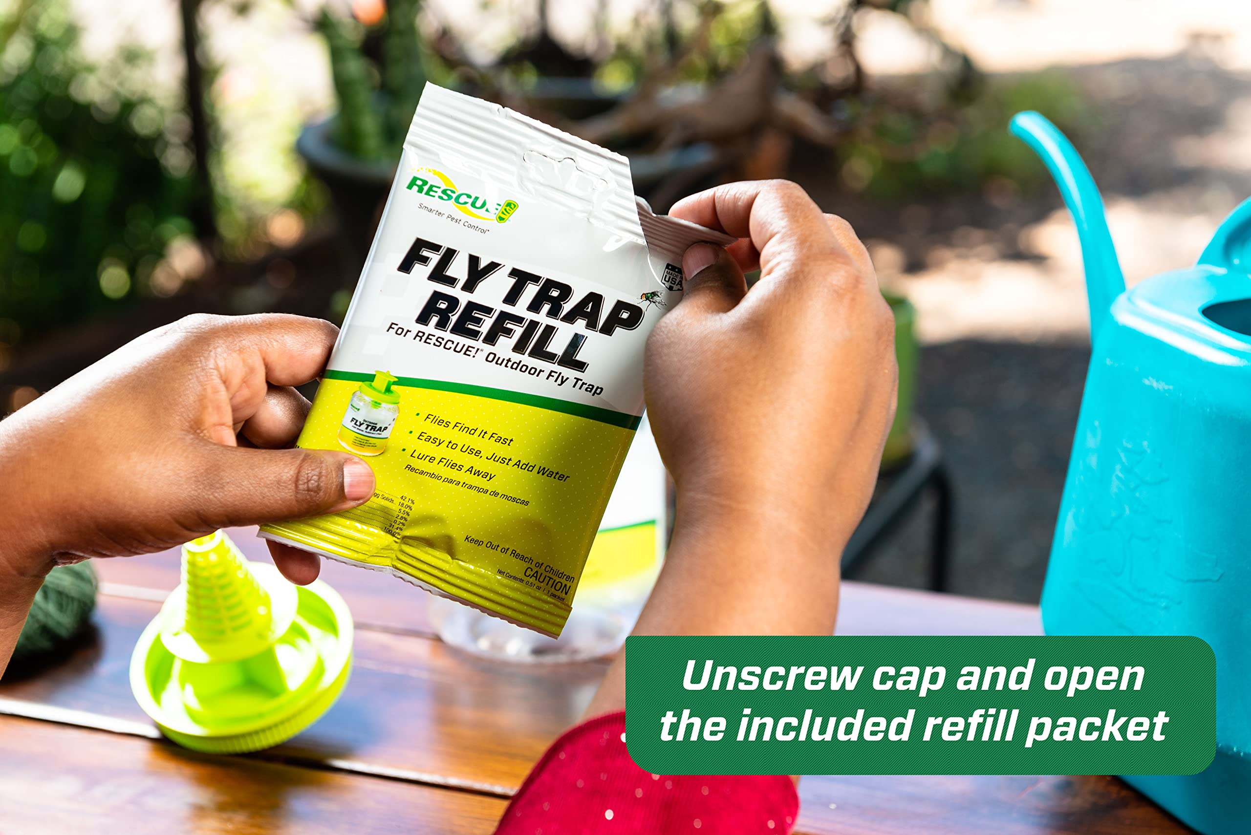 RESCUE! Outdoor Fly Trap set up in a garden