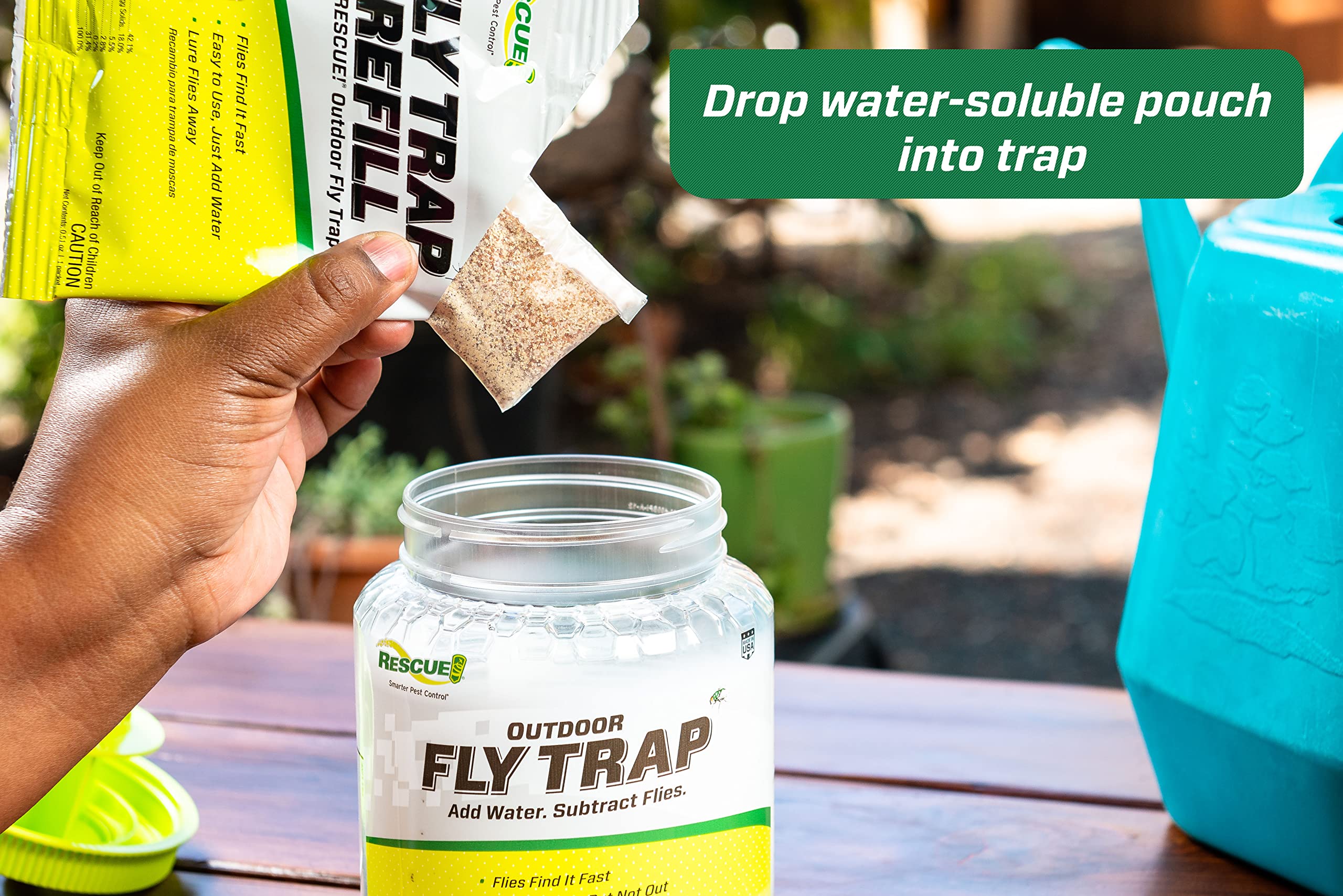 RESCUE! Outdoor Fly Trap side view showing water level