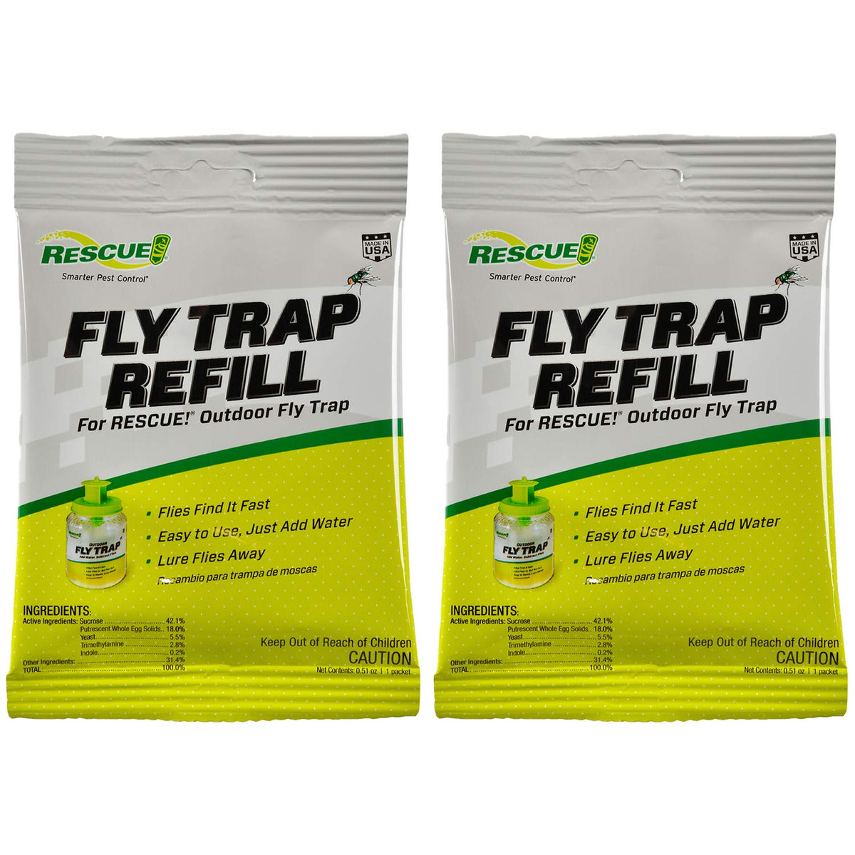 RESCUE! Reusable Fly Trap Bait Refill, Green, front view