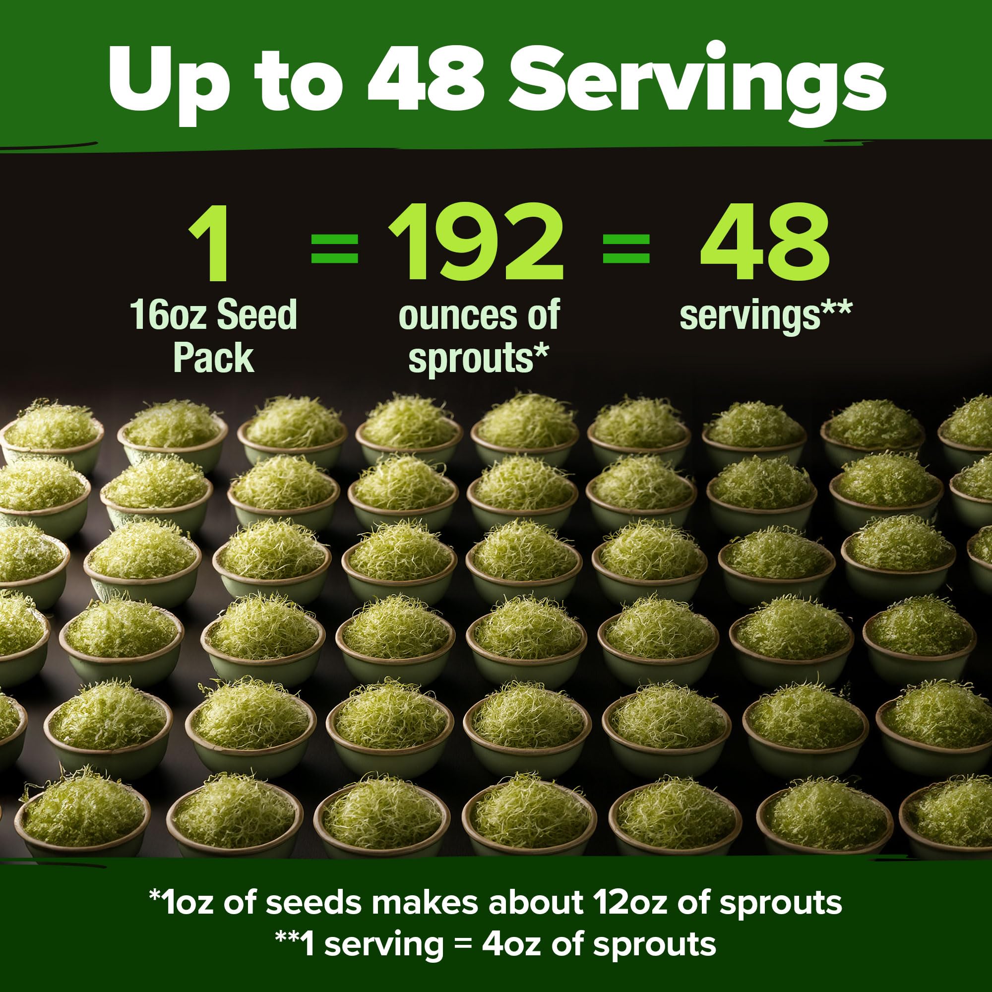 Resealable bag of HOME GROWN Alfalfa seeds with sprouting instructions