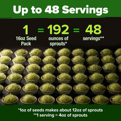 Resealable bag of HOME GROWN Alfalfa seeds with sprouting instructions