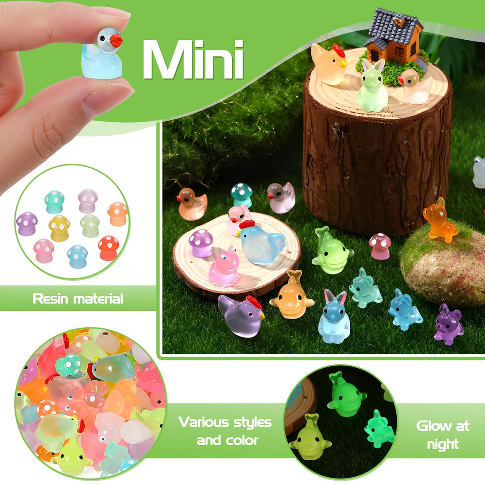 Resin miniatures including frogs and dolphins with colorful designs
