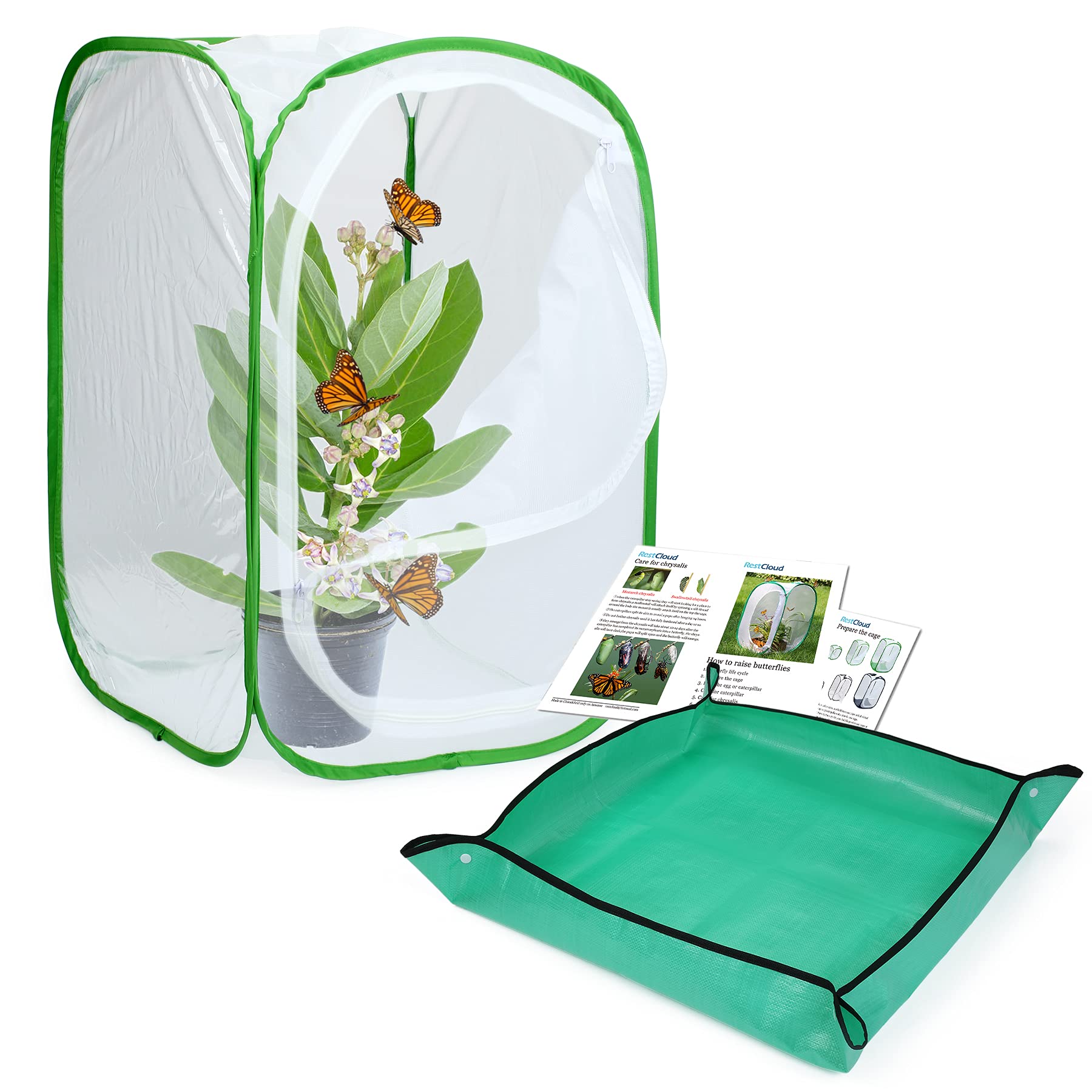 RESTCLOUD Butterfly Habitat 24-inch front view with Poo Poo Tray