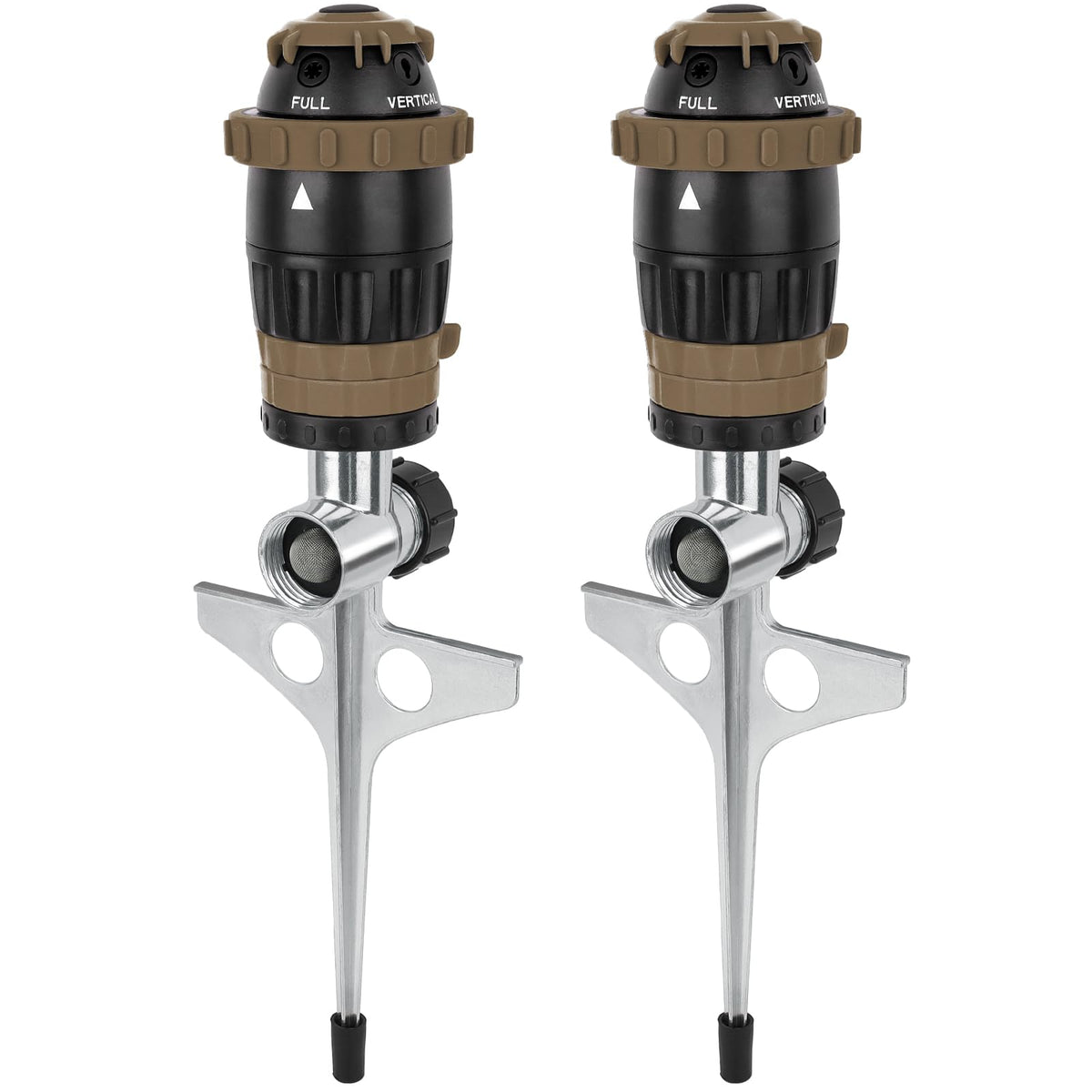 Restmo Gear Drive Sprinkler front view with metal spike base