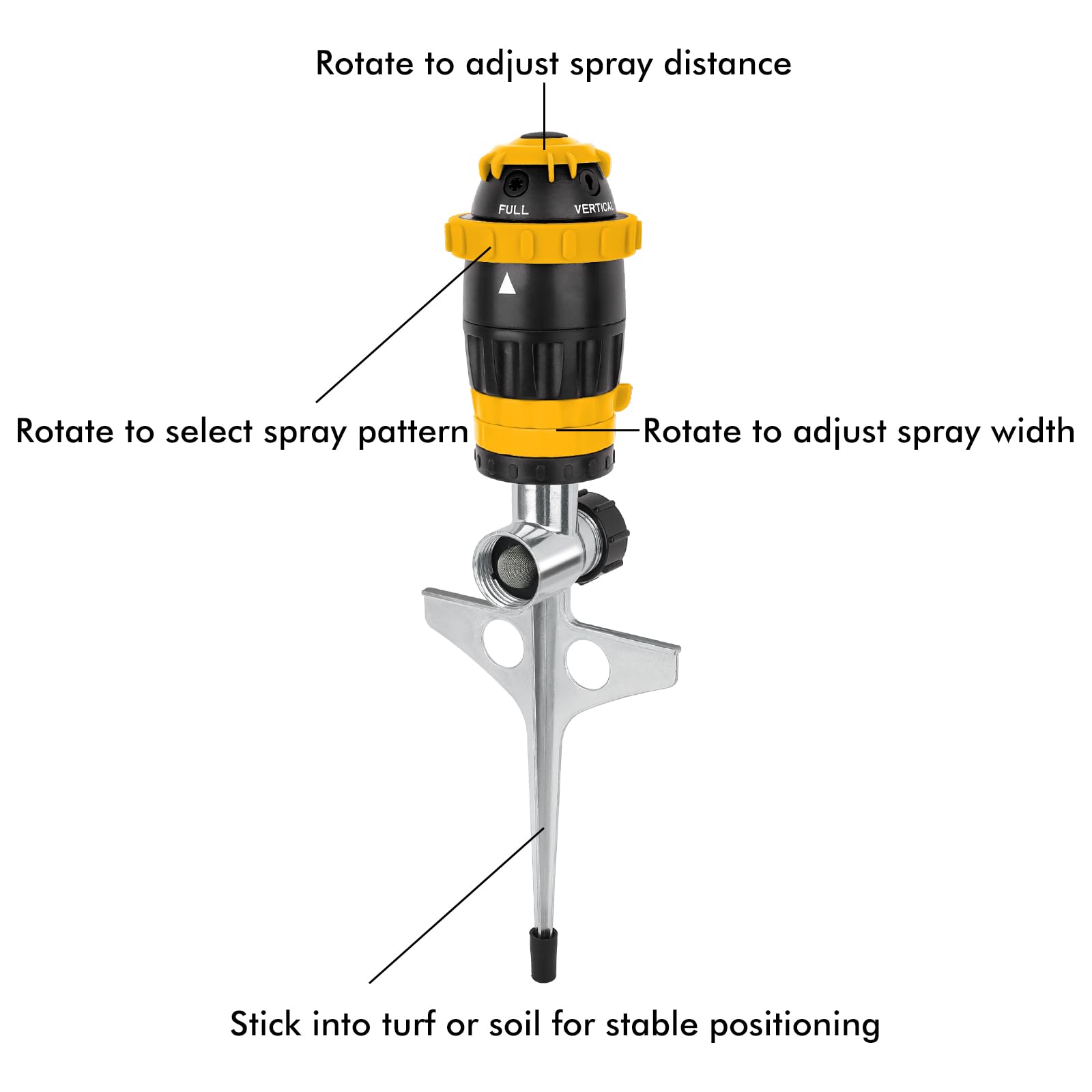 Restmo Gear Drive Sprinkler side view showing adjustable spray collar