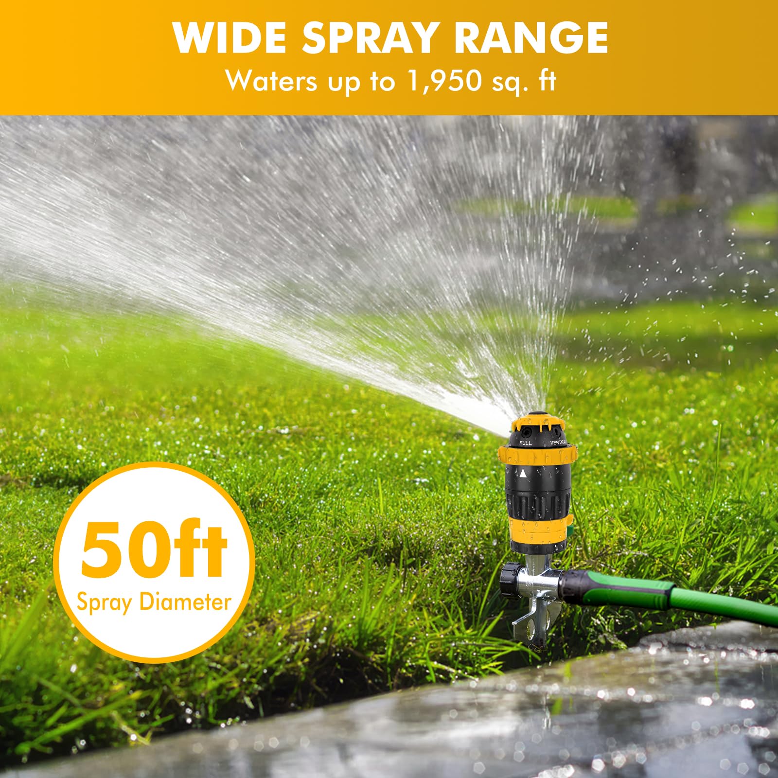 Restmo Gear Drive Sprinkler with adjustable spray pattern settings
