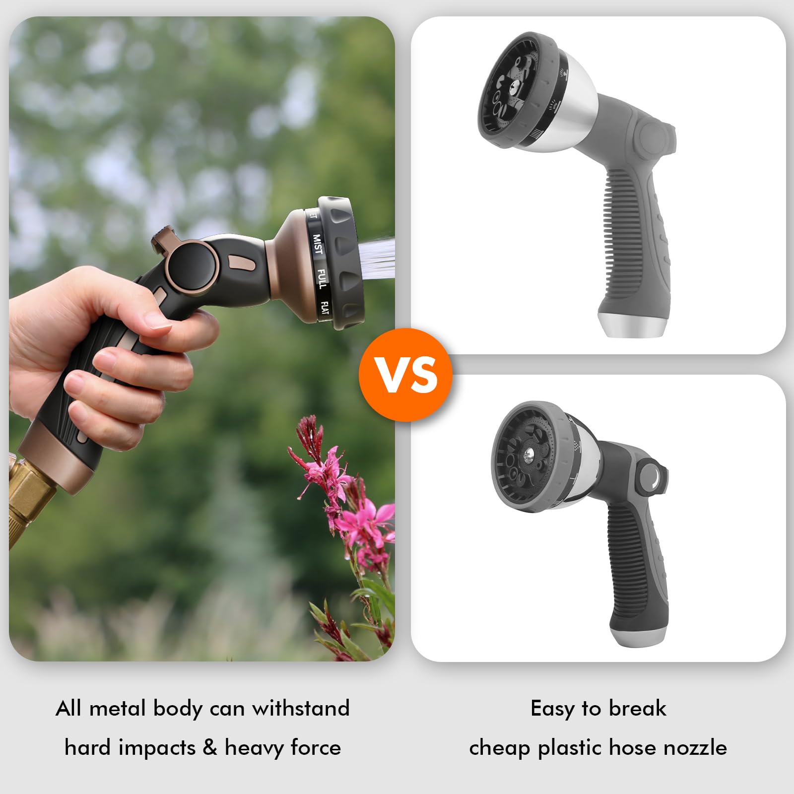 Restmo Heavy Duty Hose Nozzle showcasing durable zinc-alloy construction