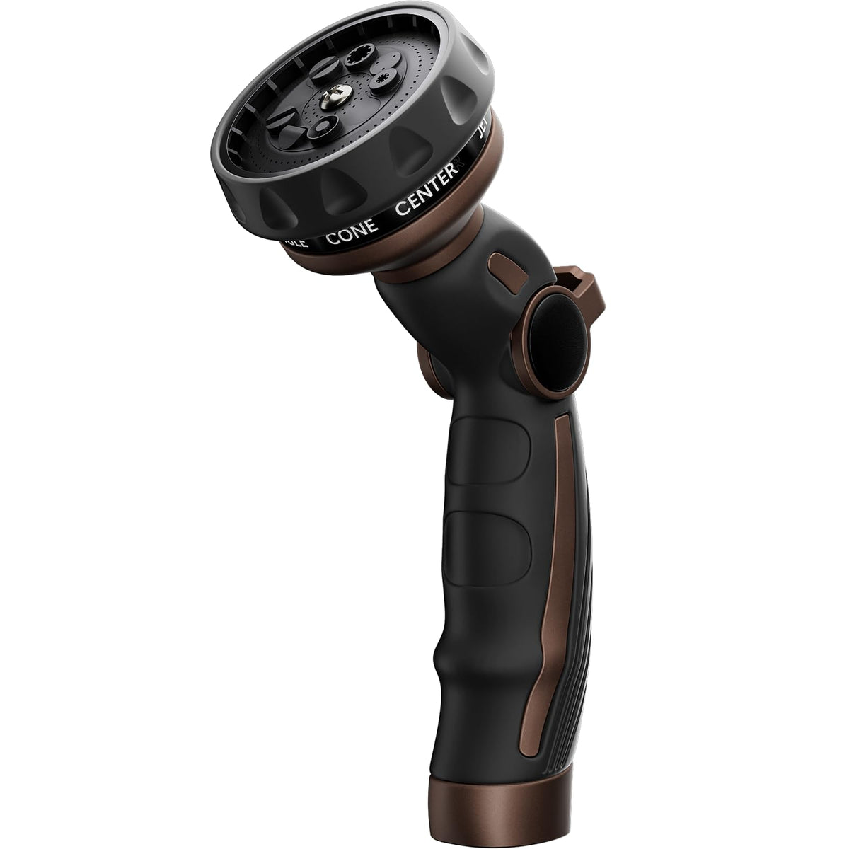Restmo Heavy Duty Metal Hose Nozzle front view with ergonomic grip