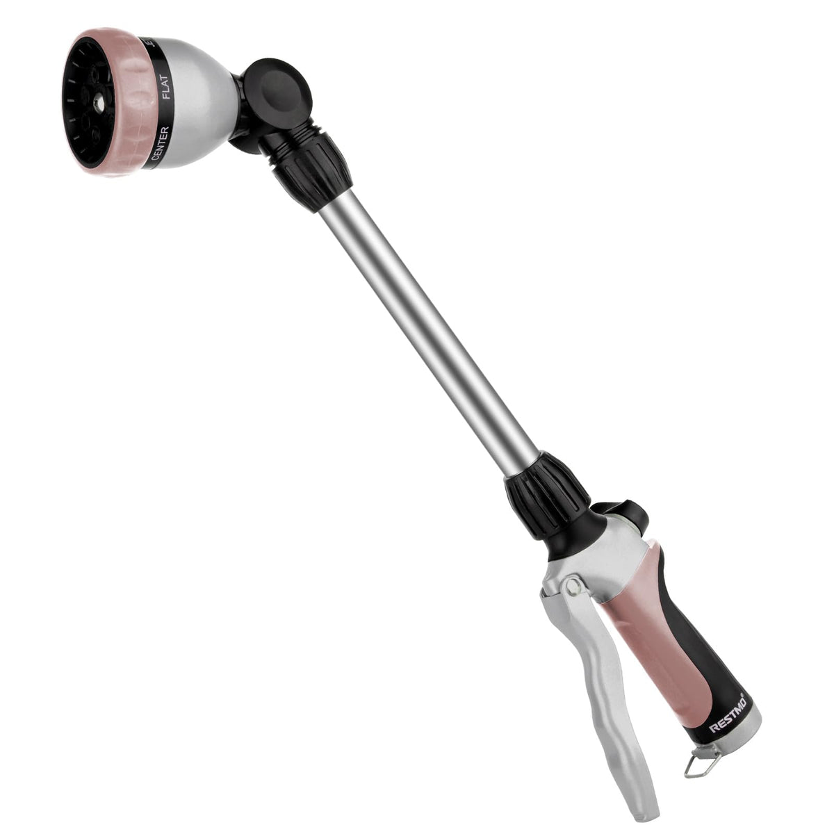 Restmo Heavy Duty Metal Hose Wand front view in Rose Gold