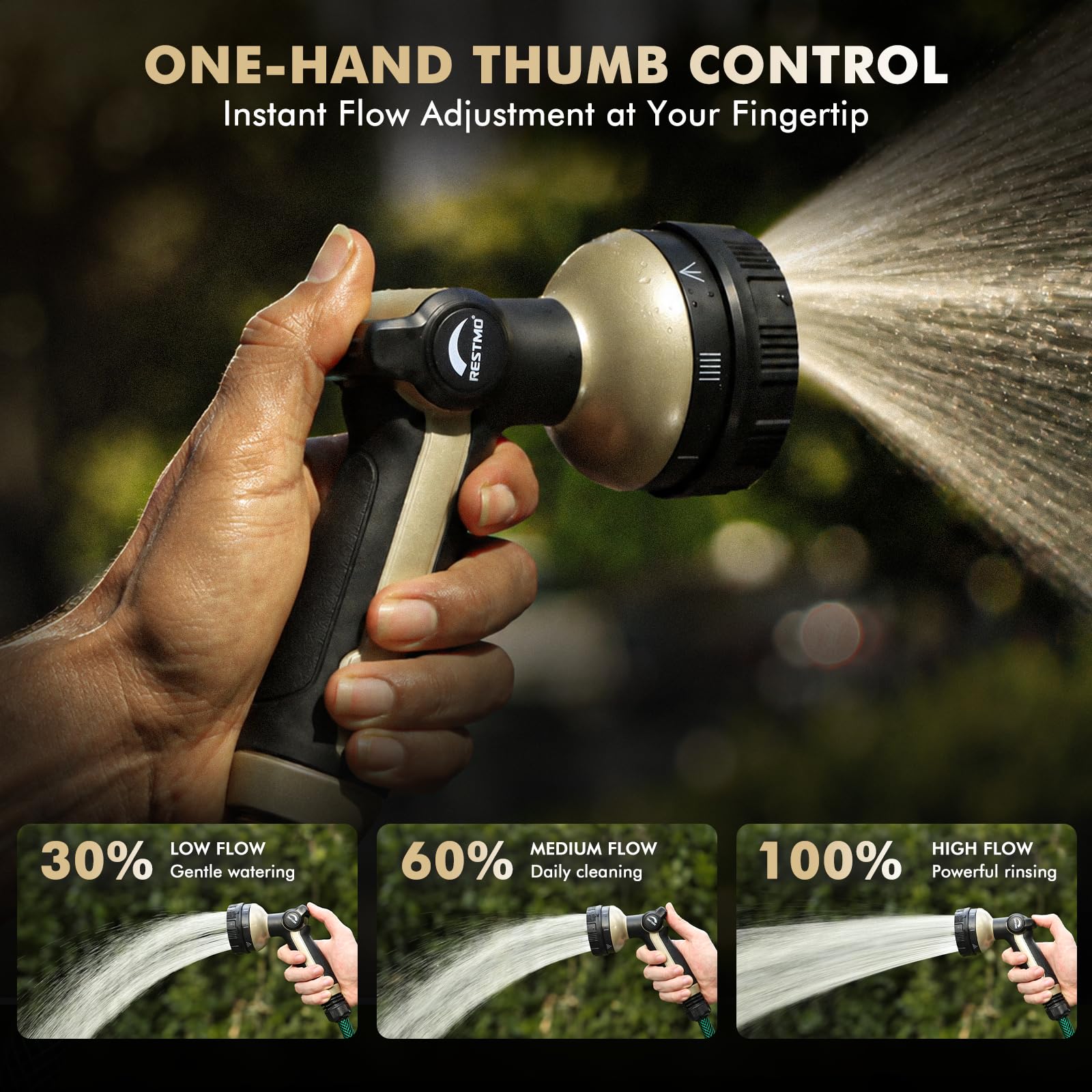 Restmo Hose Nozzle with 8 watering patterns