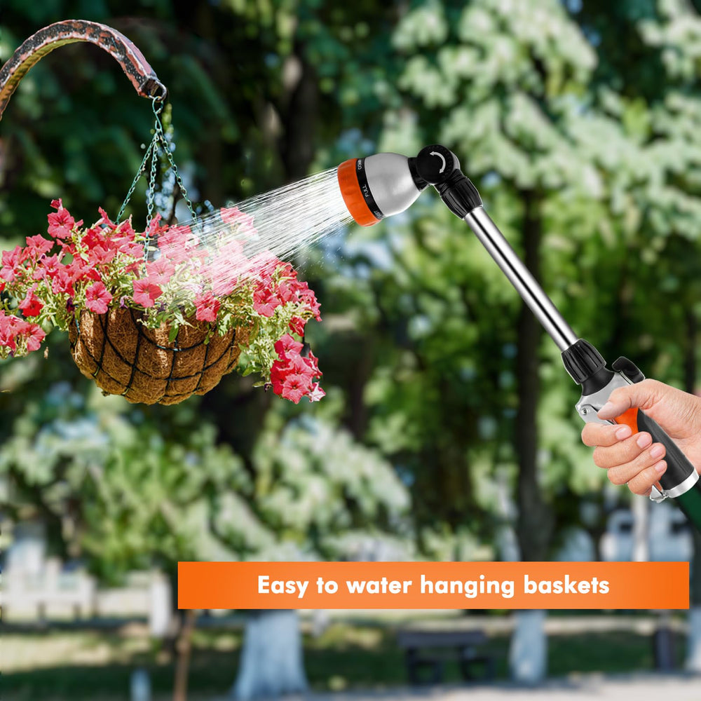 Restmo hose wand displayed with gardening tools