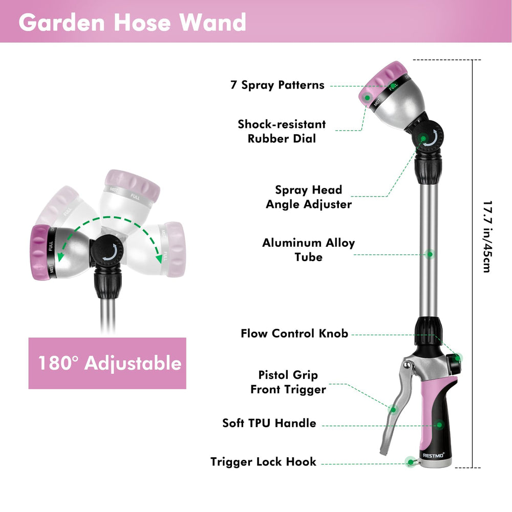 Restmo hose wand showing 180° swivel head and ergonomic grip