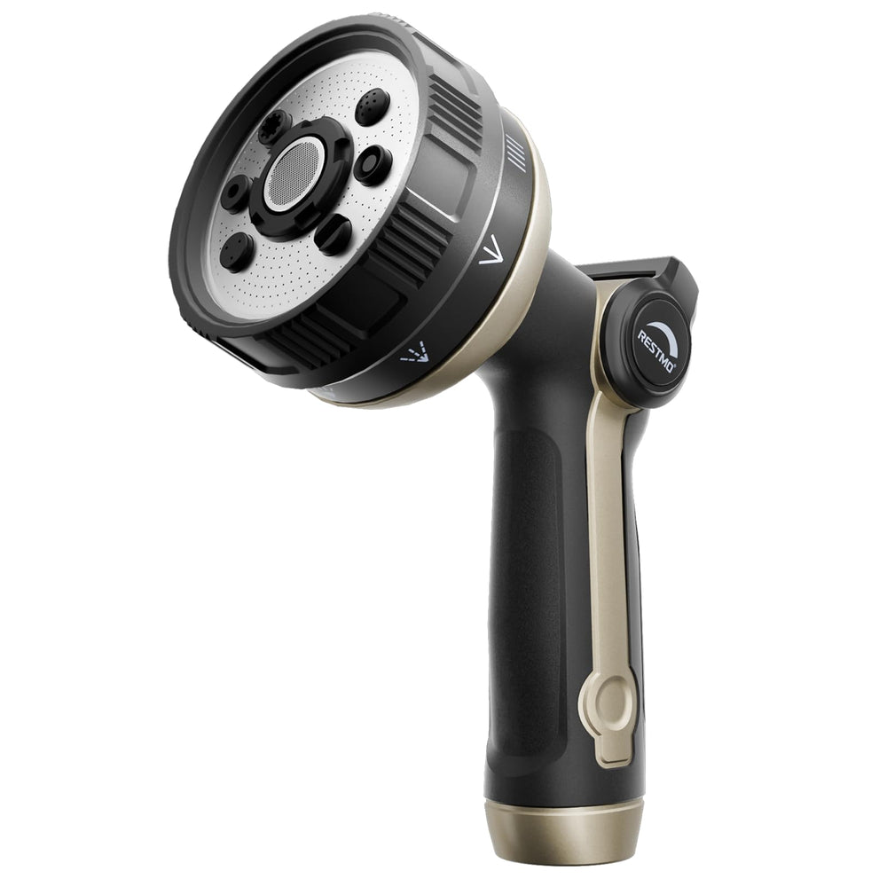 Restmo Metal Garden Hose Nozzle front view in bronze
