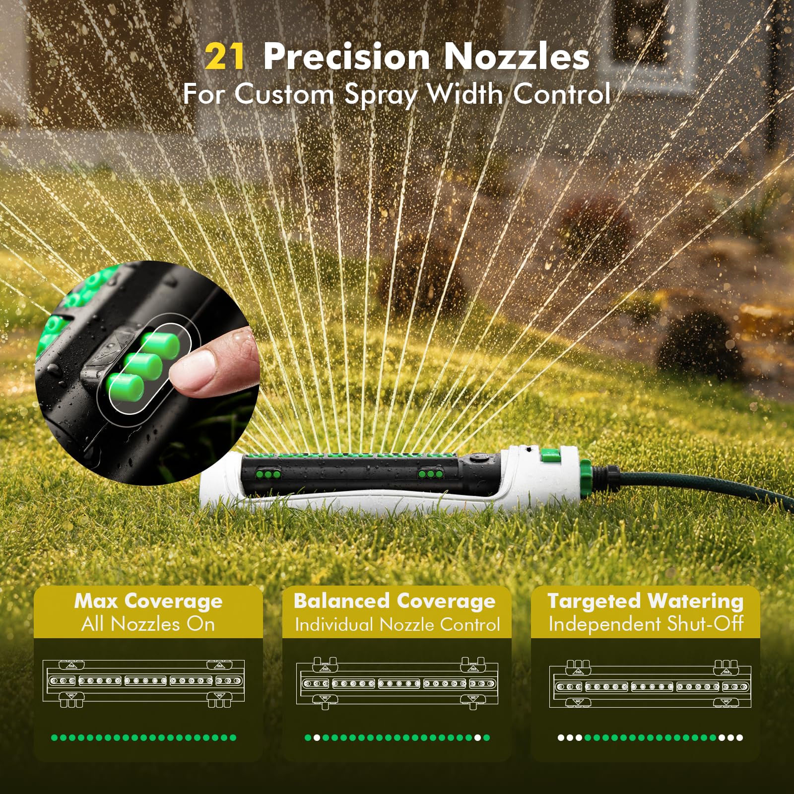 Restmo Oscillating Sprinkler showing adjustable tabs