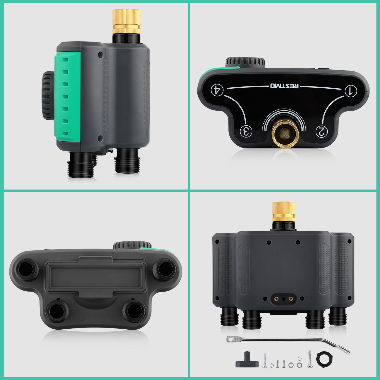 Restmo Sprinkler Timer packaging and included accessories