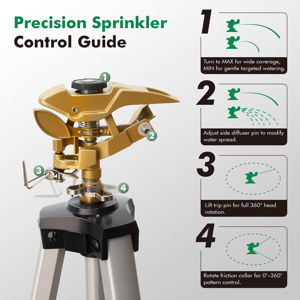 Restmo Tripod Sprinkler with marked dial for distance control