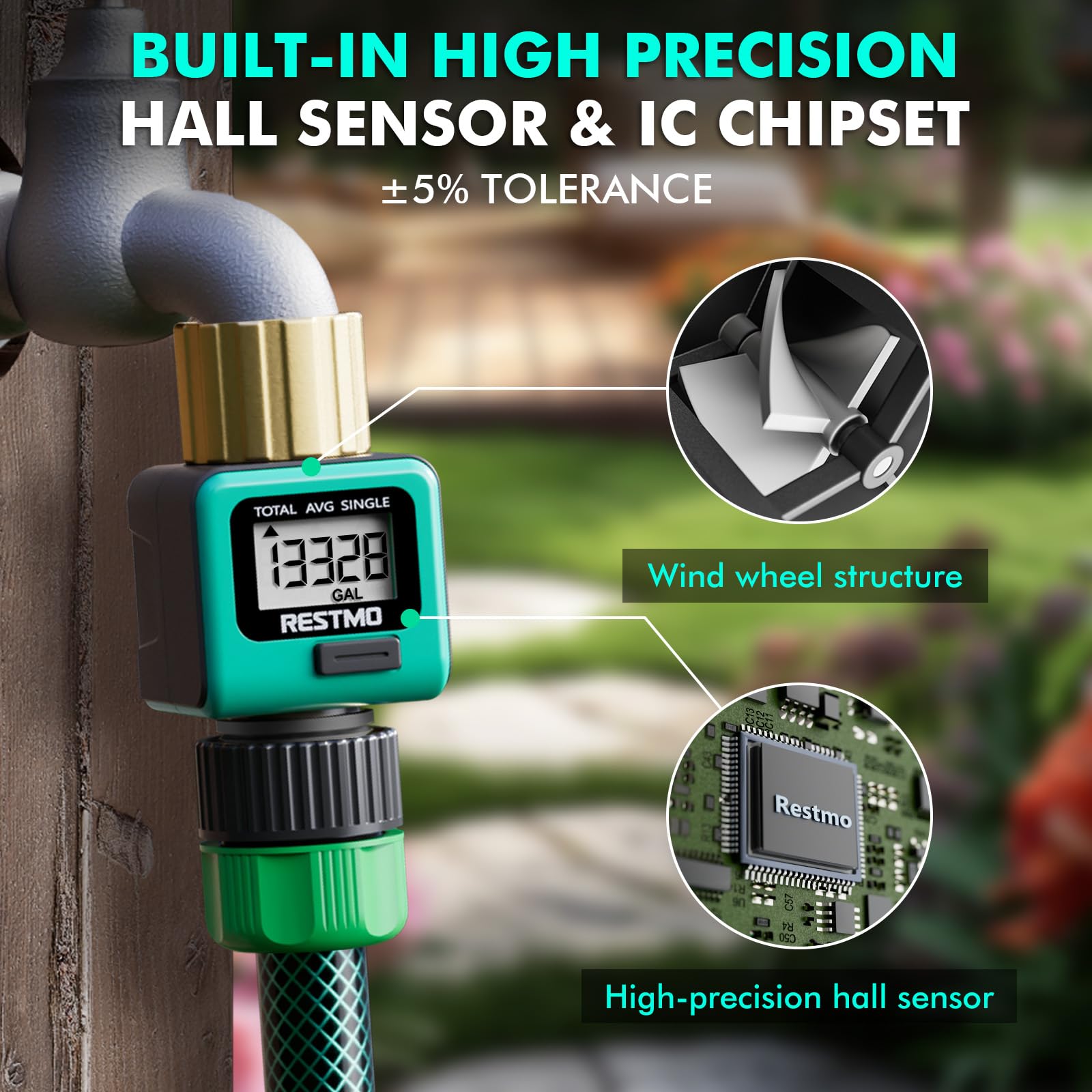 Restmo Water Flow Meter with measurement unit switch